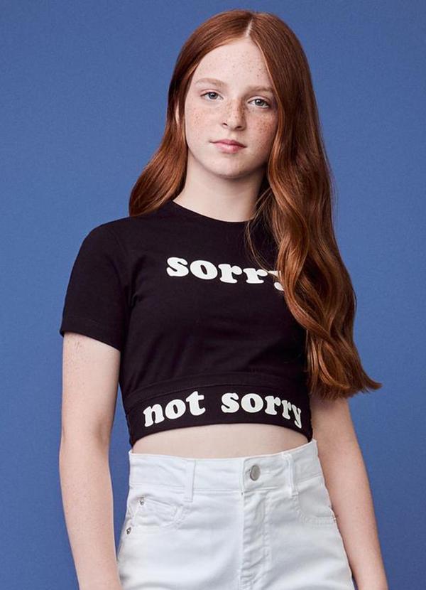 Cropped Estampado Preto