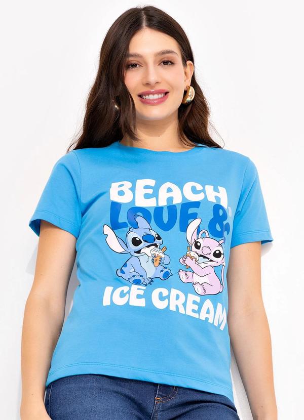 Vista 2 T-Shirt Azul em Malha de Algodão Penteado Disney Disney