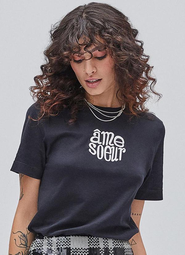 T-Shirt Black Estampada Preto