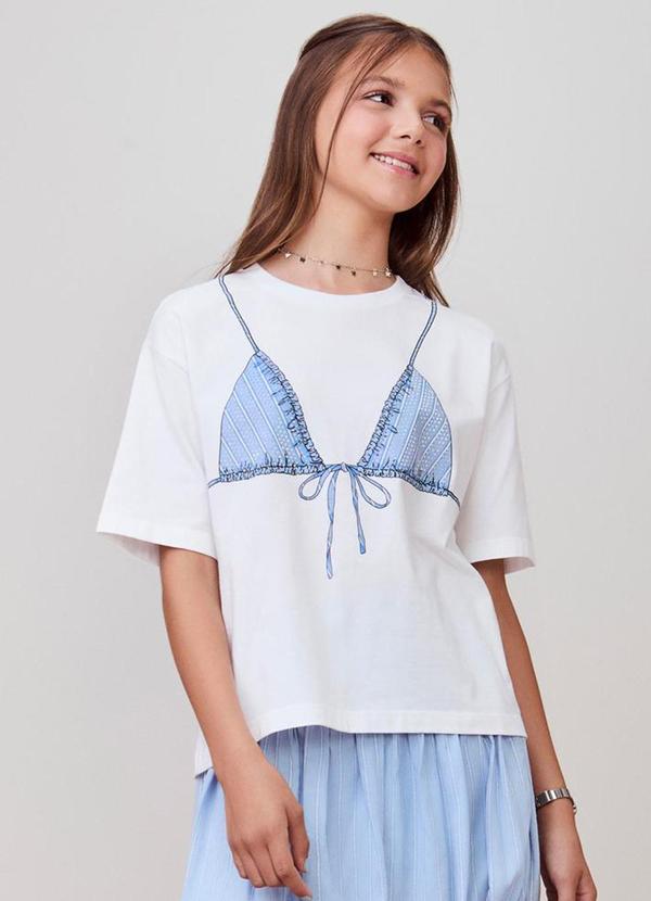 T-Shirt com Estampa de Biquíni Branco