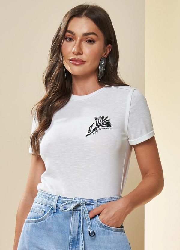 Vista 2 T-Shirt de Manga Curta Boho Branco Doce Trama Doce Trama