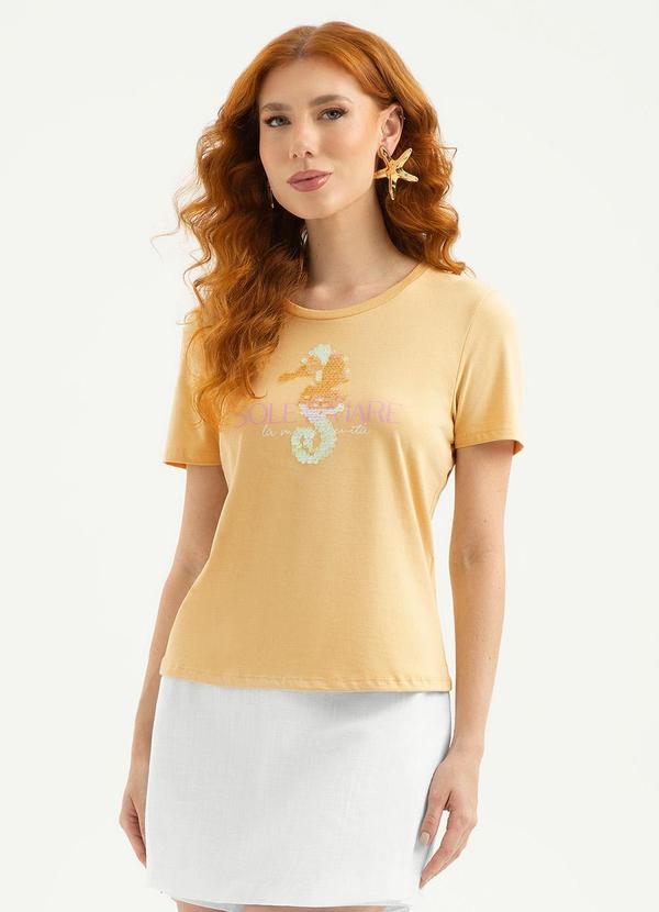 T-Shirt em Algodão Amarelo Claro