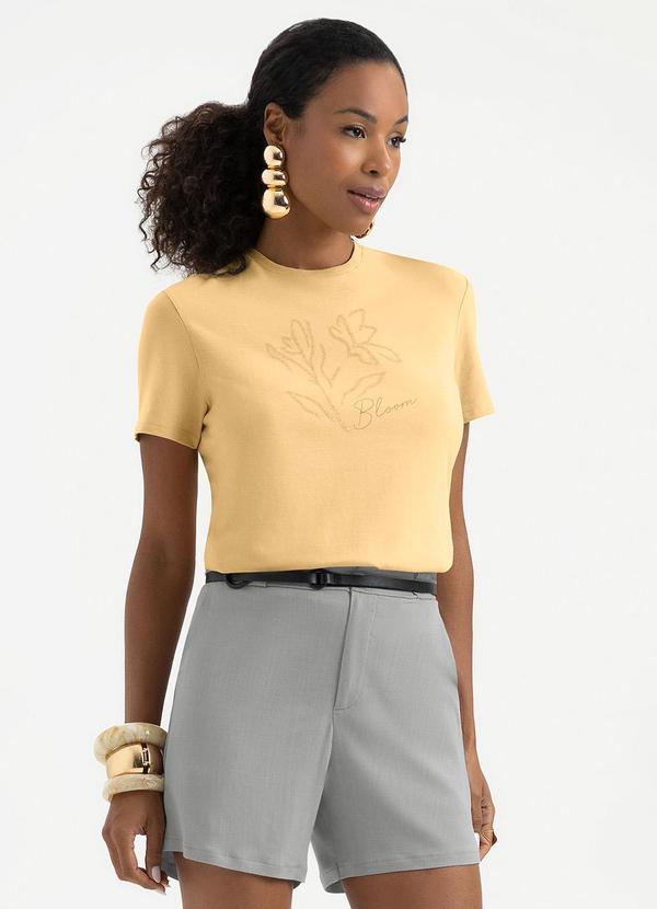 Vista 2 T-Shirt em Algodão Amarelo Claro Cativa Cativa