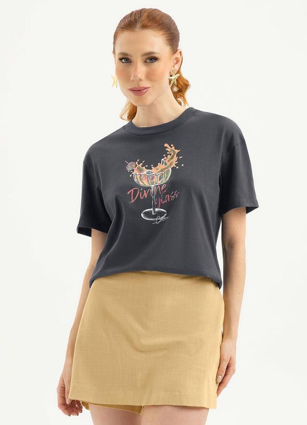 T-Shirt em Algodão Cinza Escuro