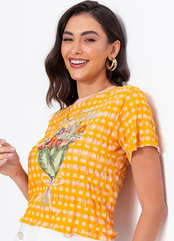 T-Shirt em Malha Especial Bouquet Feira Amarelo