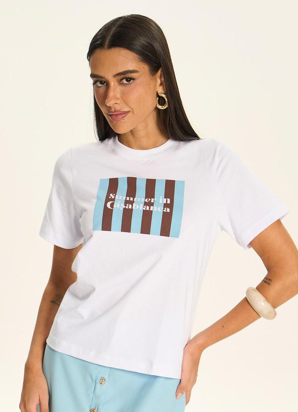 T-Shirt Estampada com Manga Curta Branco