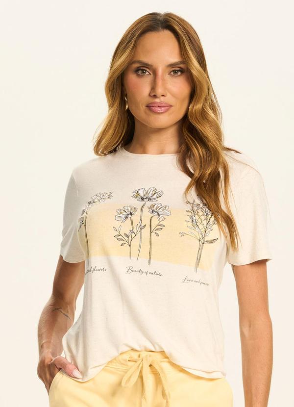 T-Shirt Estampada com Manga Curta Branco