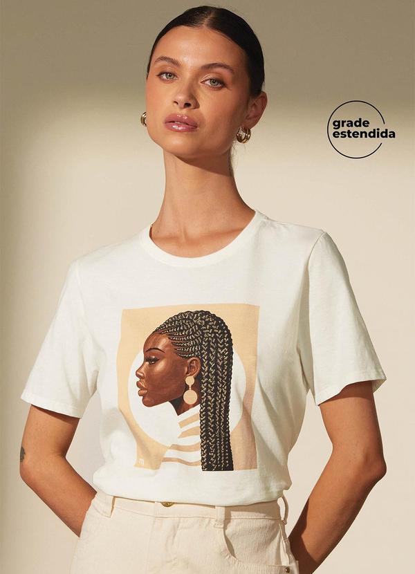 T-Shirt Feminina Estampa Retratos Bege