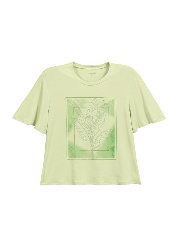 Vista 2 T-Shirt Feminina Folhagem Verde Marialícia Marialícia
