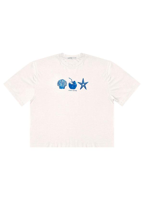T- Shirt Feminina Manga Curta Bege