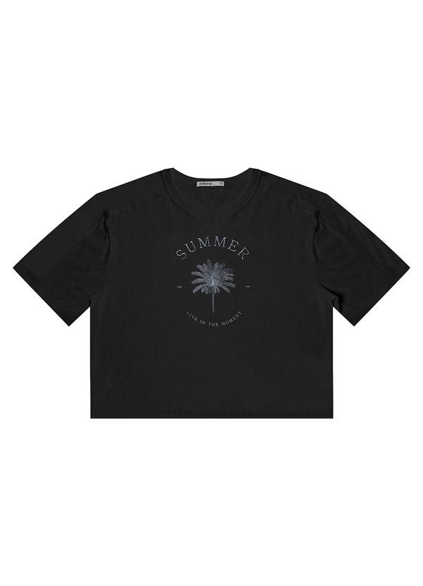 T- Shirt Feminina Manga Curta Preto