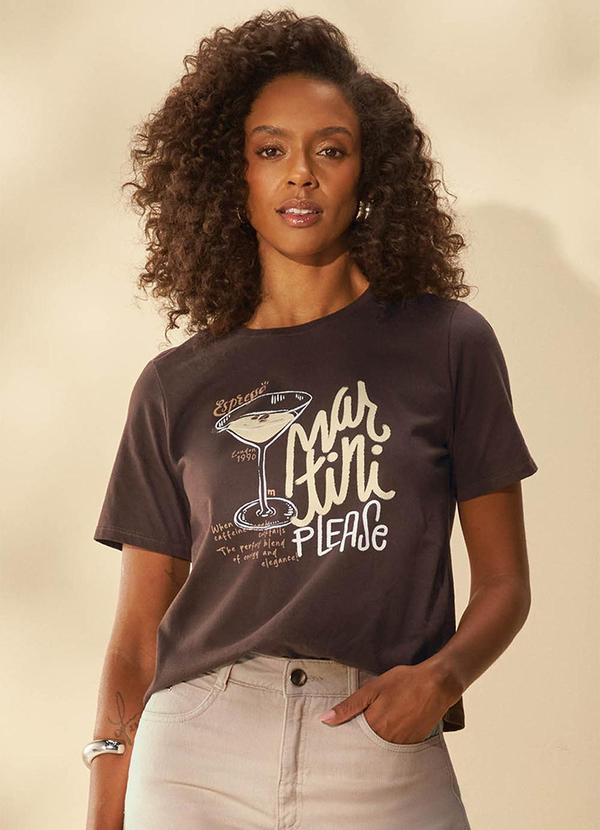 T-Shirt Feminina Regular Italiana Marrom
