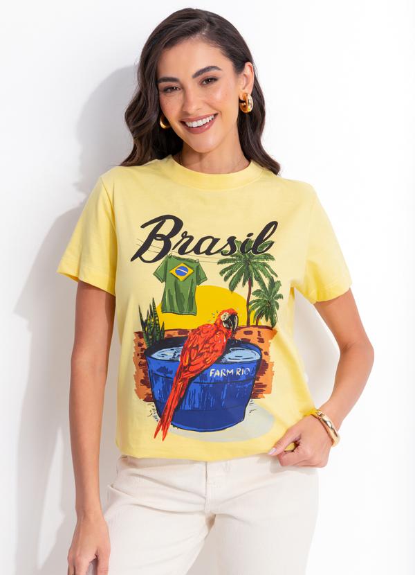 T-Shirt Fit Arara Brasil Amarelo