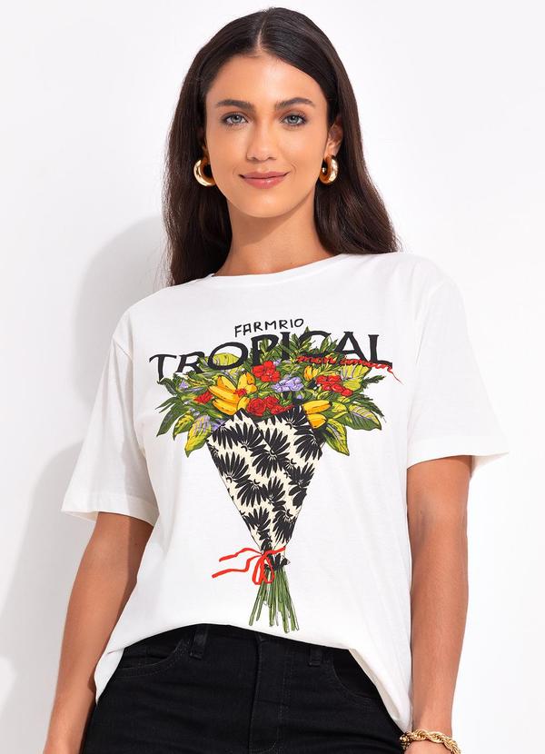 T-Shirt Fit Bouquet Tropical Off White