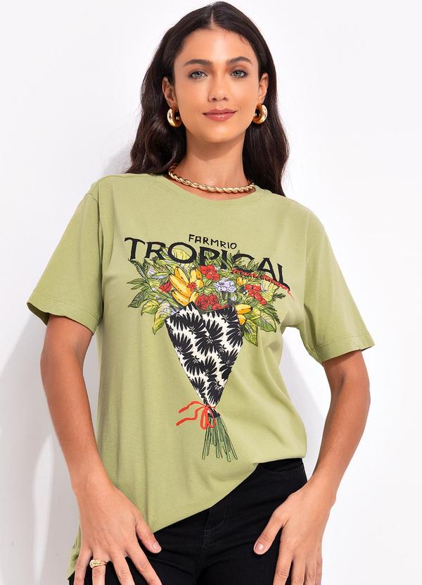 T-Shirt Fit Bouquet Tropical Verde