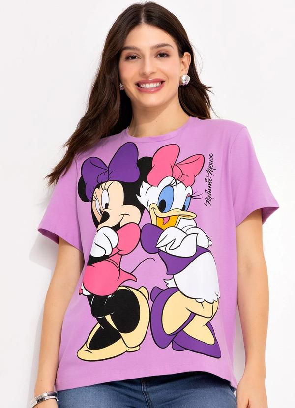 T-Shirt Lilás em Malha de Algodão Penteado