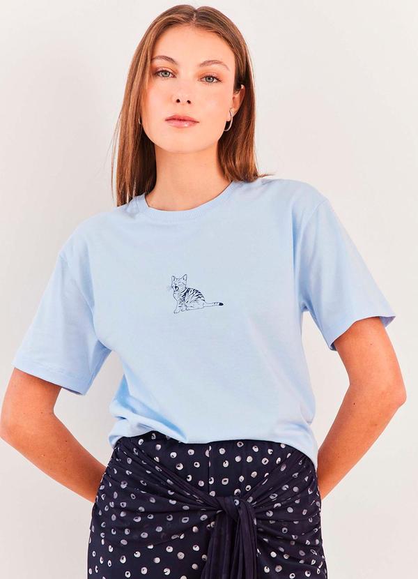 T-Shirt Manga Curta Algodão Spring Flow Azul