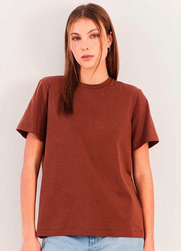 T-Shirt Manga Curta Cotton Spring Flow Marrom