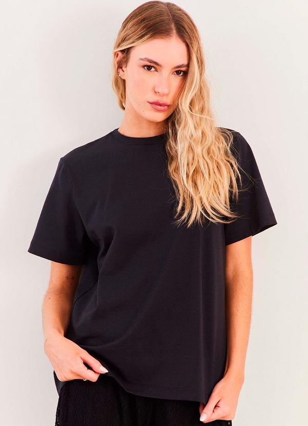 T-Shirt Manga Curta Cotton Spring Flow Preto