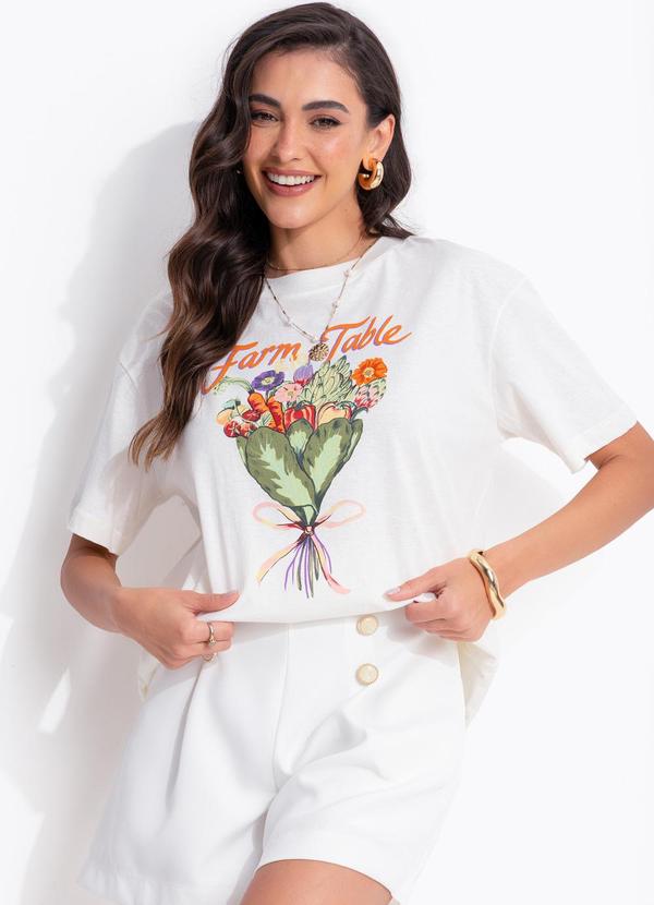 T-Shirt Média Bouquet Feira Off White