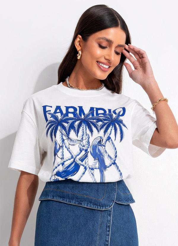 T-Shirt Média Cordas e Aves Bege