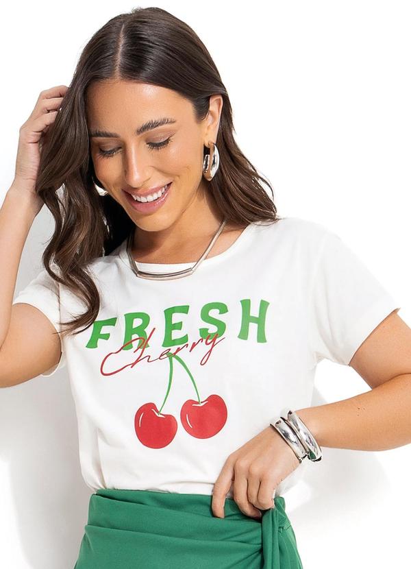 T-Shirt Off White em Malha de Algodão