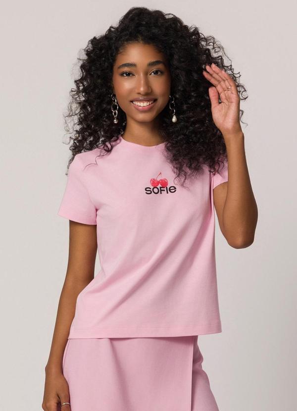 T-Shirt Sofie em Meia Malha Rosa