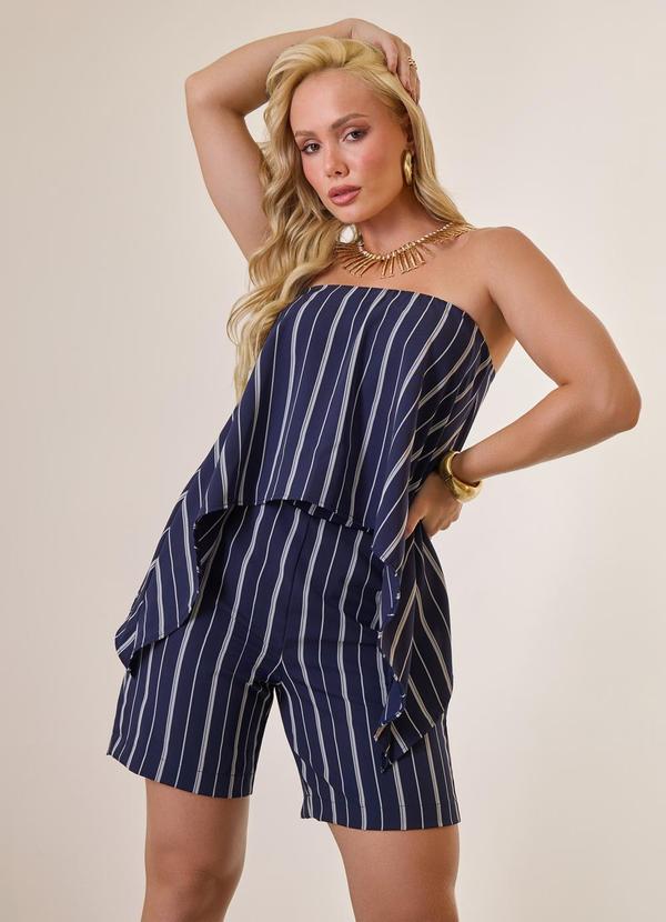 Blusa Assimetrica Listrada Legion Blue