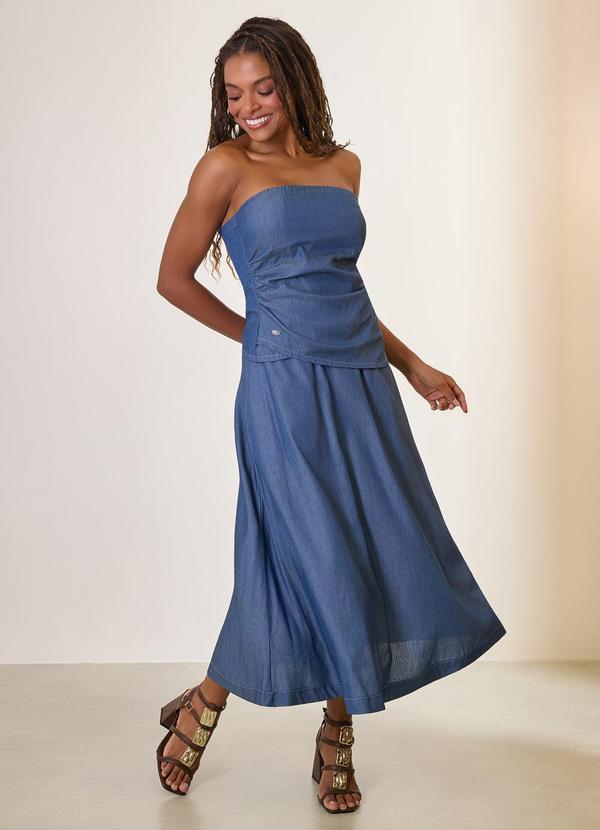 Blusa com Frente Assimetrica Azul Infinity