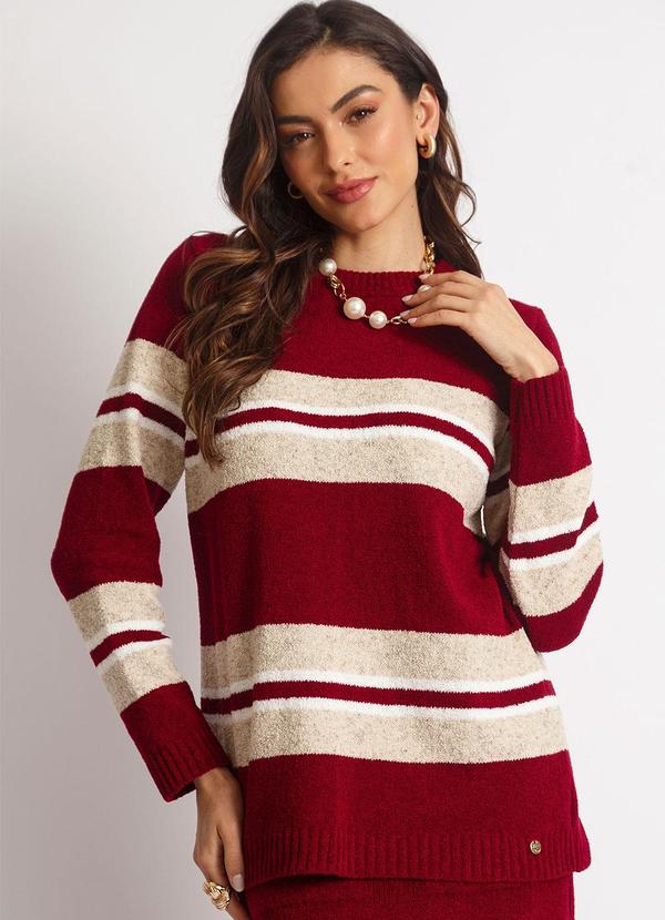 Vista 2 Blusa Flavia Vermelho e Bege Doce Tom Doce Tom