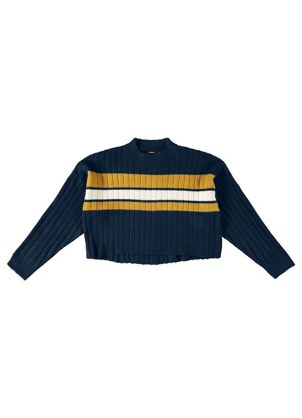 Blusão Suéter em Tricô Feminino Azul