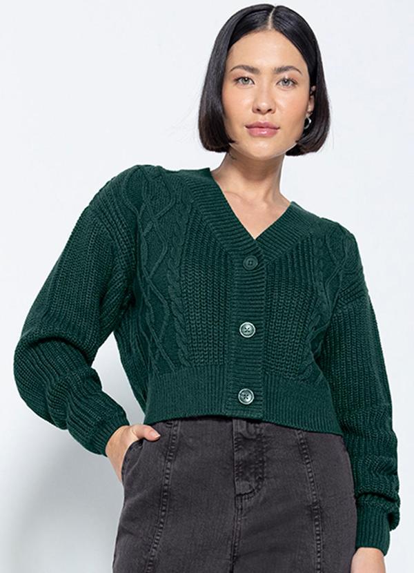 Cardigan Feminino em Tricô Verde