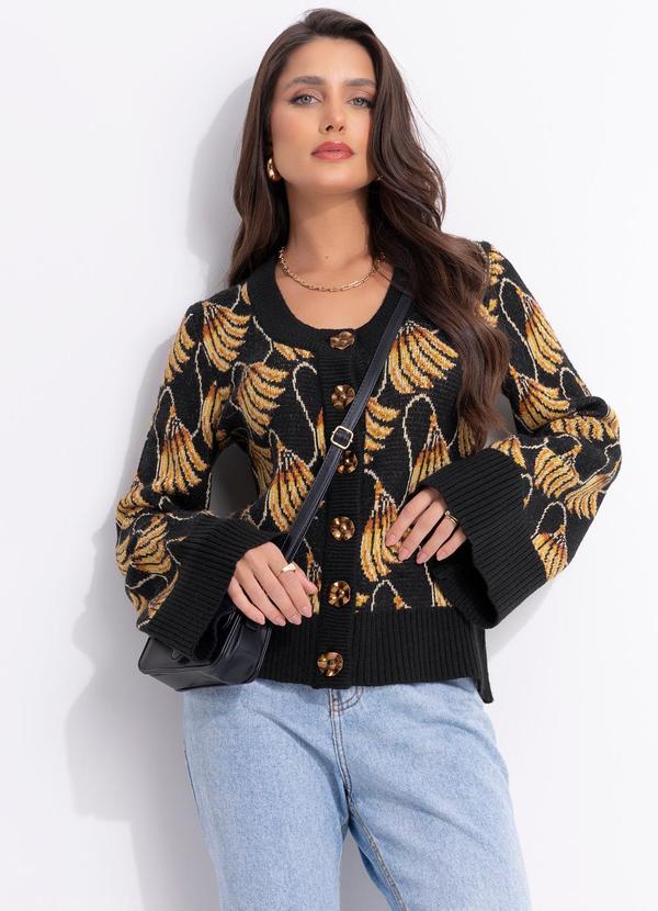 Vista 2 Cardigan Tricot Banana Tassel Mini Preto FARM FARM