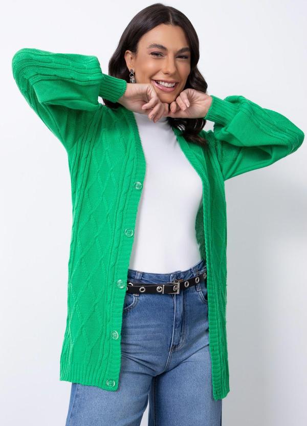 Vista 2 Casaco de Tricô Alongado Verde Quintess Quintess