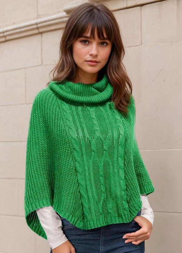Vista 2 Poncho de Tricô Verde Bandeira bonprix bonprix