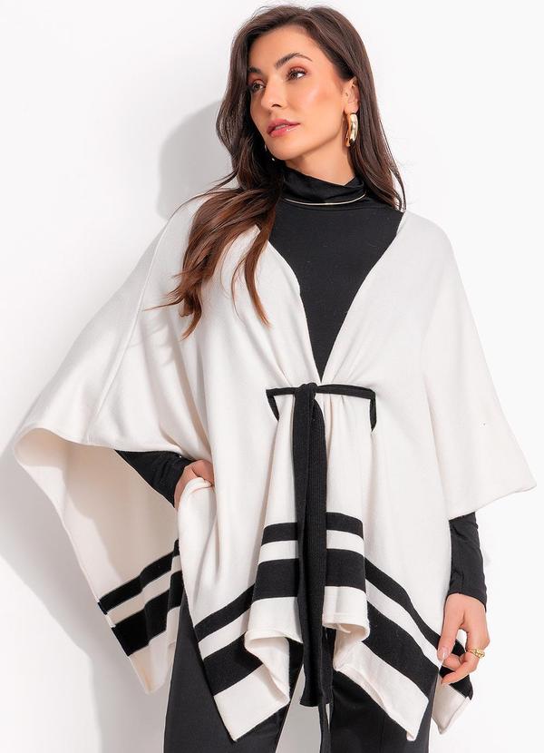 Poncho Off White em Tricô Modal