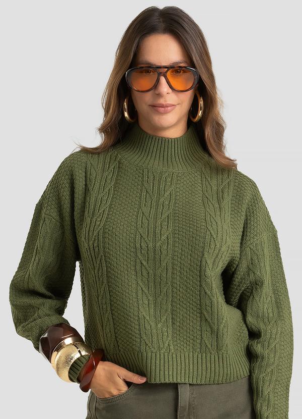 Suéter Feminino em Tricot Gola Alta Verde