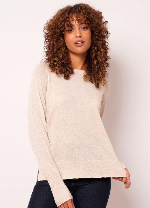Suéter Feminino Tricô com Lurex Bege