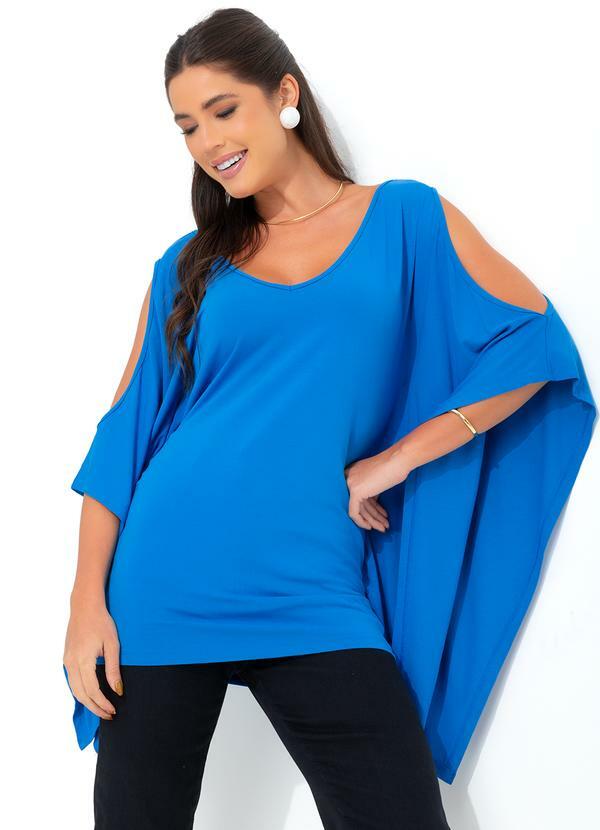 Vista 2 Blusa Manga 3/4 Morcego Azul bonprix bonprix