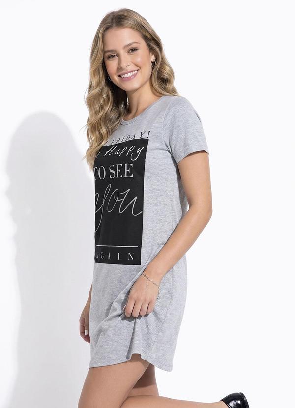 Vista 2 T-Shirt Dress Mescla com Estampa Frontal Moda Pop Moda Pop