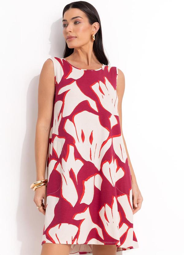 Vestido Abstrato Bicolor em Malha de Viscose