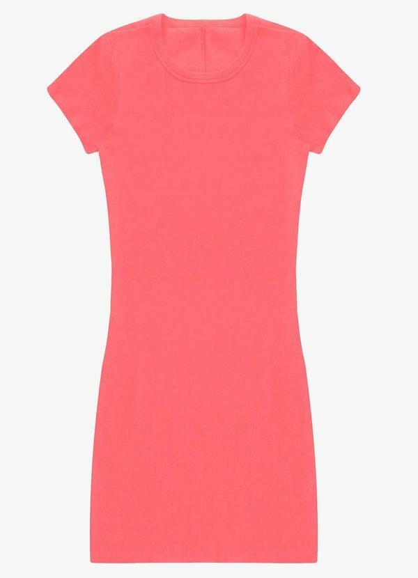 Vestido Acinturado em Ribana Canelada Laranja