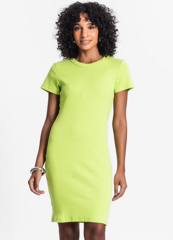 Vestido Acinturado em Ribana Canelada Verde