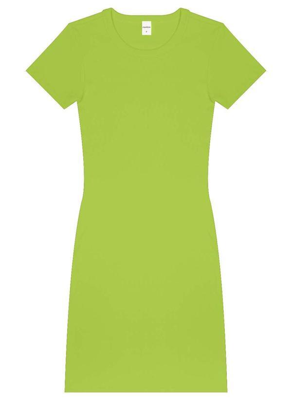 Vista 2 Vestido Acinturado em Ribana Canelada Verde Rovitex Rovitex