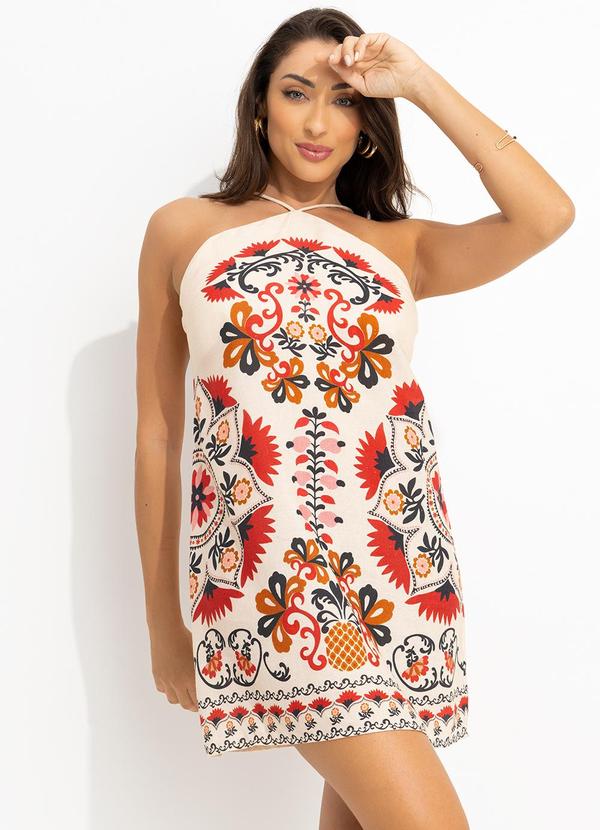 Vestido Alça Mandala de Caju Bege