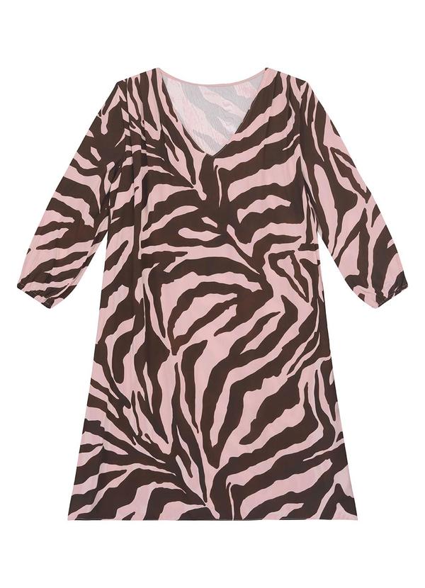 Vestido Amplo Animal Print Rosa