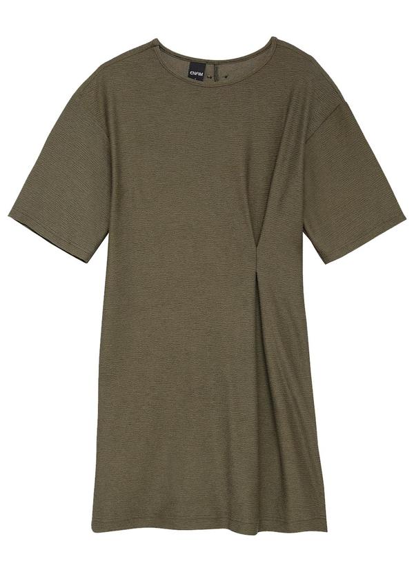Vestido Amplo com Prega Verde Militar