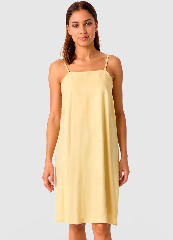Vestido Amplo Curto Amarelo Claro