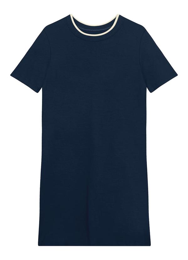 Vestido Amplo Curto em Moletom Azul Marinho