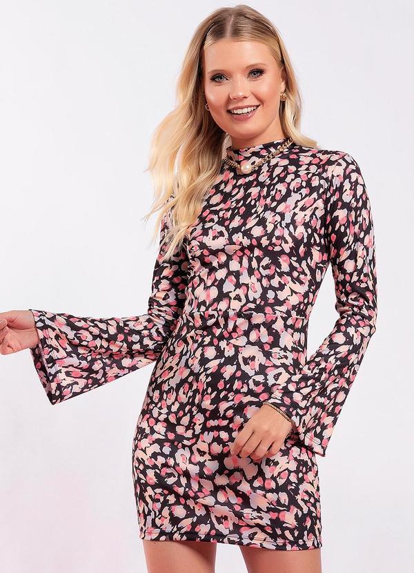 Vestido Animal Print Colors em Jersey Acetinado